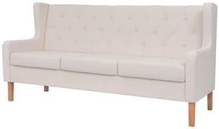 vidaXL Zestaw 2 sof obitych materiałem, kremowy - Komplety wypoczynkowe - miniaturka - grafika 3