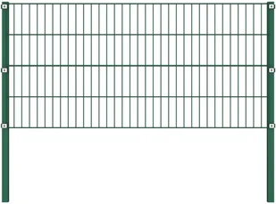 vidaxl Panel ogrodzeniowy ze słupkami, żelazny, 13,6 x 0,8 m, zielony 278611 - Ogrodzenia - miniaturka - grafika 2