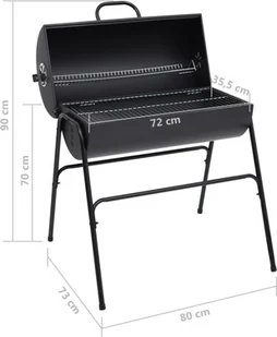 vidaXL Lumarko Grill beczkowy z 2 rusztowaniami, czarny, 80x95x90 cm, stal 313635 - Grille - miniaturka - grafika 8