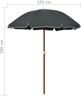 vidaXL Parasol na stalowym słupku, 180 cm, antracytowy vidaXL - Parasole ogrodowe - miniaturka - grafika 5