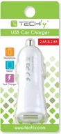 Ładowarki samochodowe - Techly Ładowarka Uniwersalna 2x USB 2.4A Biała 022182 - miniaturka - grafika 1